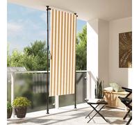Ordellia Store Roulant d'extérieur Orange et Blanc, Store auvent banne 120 x 270 cm, Tissu Polyester 180 g/m² revêtement PU, Acier Anthracite, Manuel, terrasse Balcon Jardin Patio pergola
