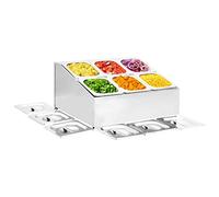 Ordellia Support gastronorm en Acier Inoxydable avec 6 bacs GN 1/6 pour Organisation de Cuisine, Stockage, Service, Plan de Travail, Rangement, Compartiment séparateur adapté pour Restaurants hôtels