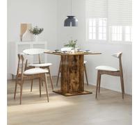 Ordellia Table à dîner en Bois d'ingénierie chêne fumé 80x80x75 cm Robuste, Stable, adaptée à Salle à Manger, Cuisine, Salon, terrasse ou Espace extérieur, pour Repas, réunion ou Usage Quotidien