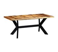 Ordellia Table à Manger en Bois Massif de 180x90 cm avec Pieds en Acier pour Salle à Manger Cuisine Bureau Table de Repas Robuste Design Industriel