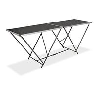 Ordellia Table à tapisser pliable en MDF et aluminium - 200 x 60 x 78 cm - Noir - Pliable - Portable - Table de travail multifonction - Table de camping pour tapisserie, bricolage, jardin et balcon
