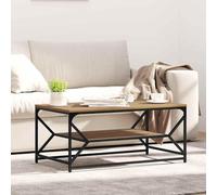 Ordellia Table Basse chêne Artisanal en Bois d’ingénierie et Acier 90 x 50 x 40 cm, Forme rectangulaire, Plateau pour Salon séjour, Surface Mate