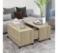 Ordellia Table Basse chêne Sonoma en Bois d’ingénierie, 75 x 75 x 38 cm, Table Basse appoint Extensible avec Rangement, Meuble Console pour Salon, séjour, Chambre, Bureau, Style Moderne