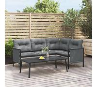 Ordellia Table Basse de Jardin Anthracite 110x55x35 cm en Acier à Lattes, revêtement Poudre et électronique, pour terrasse Patio Jardin, Robuste et Stable pour Repas