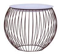 Ordellia Table Basse doré Ø 41 cm, métal et MDF, Bout canapé Style Industriel, Meuble Console de Rangement, guéridon pour Salon séjour Chambre Bureau, Plateau Blanc Stable