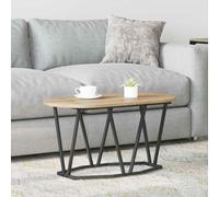 Ordellia Table Basse Ovale chêne Artisanal en Bois d’ingénierie et métal 80 x 40 x 40,5 cm, Meuble appoint pour Salon et séjour, Charge 75 kg