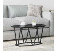 Ordellia Table Basse Ovale chêne Noir en Bois d ingénierie et métal, 80 x 40 x 40,5 cm, pour Salon Industriel, appoint Bout canapé avec Surface Solide
