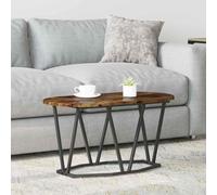 Ordellia Table Basse Ovale en chêne fumé Bois d ingénierie et métal 80 x 40 x 40,5 cm, Salon séjour Moderne Industriel, Support 75 kg, Entretien Facile