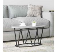 Ordellia Table Basse Ovale Gris en Bois d ingénierie et métal 80 x 40 x 40,5 cm, Meuble Console Salon séjour Bureau, Design Industriel Moderne, Usage Quotidien