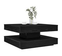 Ordellia Table Basse rotative Noire en Bois d ingénierie 70 x 70 x 34,5 cm, Plateau 360 degrés, Table Basse appoint Salon séjour, Meuble Console Moderne avec Rangement pour café et Repas