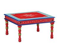 Ordellia Table Basse Rouge en Bois de manguier Massif Peint à la Main, 54 x 54 x 30 cm, Table d appoint décorative pour Salon, séjour, Bureau et Centre Industriel
