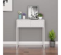 Ordellia Table console blanche 72 x 35 x 75 cm, table de couloir en acier robuste avec tiroirs, pieds réglables, meuble d'appoint moderne pour salon, entrée, bureau
