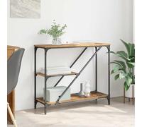 Ordellia Table Console Bois Ancien en Bois d ingénierie et métal, 88,5 x 30 x 75 cm, 3 étagères, Meuble appoint Compact pour Salon, entrée, Bout canapé, Rangement