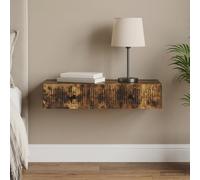 Ordellia Table d'appoint Murale en Bois d'ingénierie chêne fumé 87,5 x 34,5 x 17 cm, 1 tiroir, 1 Compartiment, Meuble Rangement Gain Place pour Salon Chambre entrée, Stockage intérieur