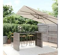 Ordellia Table de Bar d'extérieur en Verre Gris 185x80x110 cm résine tressée Poly rotin avec Cadre métallique Robuste Adaptable pour Patio Jardin Balcon mobilier Convivial