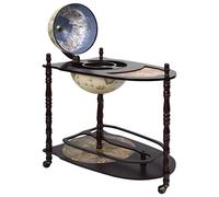 Ordellia Table de bar globe en bois d'eucalyptus vert marron autoportante, chariot de bar avec roulettes 70 x 45 x 88 cm, mini bar pour armoire à boissons, armoire à vin style décor