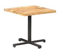 Ordellia Table de Bistro carrée en Bois de manguier Brut 80x80x75 cm Stable pour Salle à Manger, terrasse ou intérieur, avec Base en Fer Noir Enduit, mobilier Durable pour Repas
