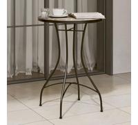 Ordellia Table de Bistro mosaïque en céramique Blanc et Terre Cuite Ø50x70 cm pour extérieur Jardin Balcon Patio mobilier Robuste Design méditerranéen