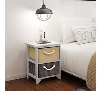Ordellia Table de Chevet Bois, Lot de 2, 2 tiroirs avec poignée à Cordon, Meuble appoint Compact 35 x 27 x 48 cm pour Chambre Salon, Rangement Vintage Gain Place, Table Nuit Adulte Enfant