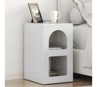 Ordellia Table de Chevet ELST 2 pc Blanc Brillant, Meuble appoint Compact en Bois d ingénierie avec 4 étagères, Rangement étroit pour Chambre lit Salon Enfant Adulte,
