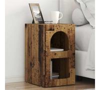 Ordellia Table de Chevet ELST 2 pc Bois Ancien, Meuble appoint Compact 29,5 x 33,5 x 50 cm, Rangement étagère, Chambre lit Salon Enfant Adulte, Support Lampe réveil Livre, Gain Place