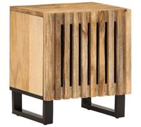 Ordellia Table de Chevet en Bois de manguier Massif Brut 40 x 34 x 46 cm, Meuble appoint Industriel avec 1 Porte, Rangement étagère Chambre lit Salon, Console étroite