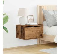 Ordellia Table de Chevet Mural avec tiroir en Bois Ancien, 50 x 36 x 30 cm, Meuble appoint Suspendu pour Chambre, Rangement pour Lampe réveil, Style Vintage Industriel
