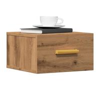 Ordellia Table de Chevet Mural chêne Artisanal, Meuble appoint Compact 35 x 35 x 20 cm, Bois d ingénierie, Rangement Suspendu pour Chambre, Salon, Support Lampe et Livre Gain Place