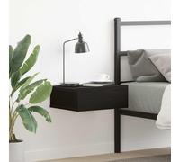 Ordellia Table de Chevet Murale Flottante en chêne Noir 40 x 32 x 15 cm Bois d'ingénierie, Rangement Suspendu Compact, Support Lampe, lit, Chambre, Salon,