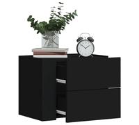 Ordellia Table de Chevet Murale Noire en Bois d ingénierie 45 x 30 x 35 cm, Meuble appoint avec tiroir Rangement, étagère Suspendue, Support Lampe, Gain Place pour Chambre, Salon, lit