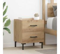 Ordellia Table de Chevet Nuit en Bois d ingénierie chêne Artisanal 40 x 35 x 47,5 cm avec tiroirs, 2 pc, métal Pieds pour Chambre lit Salon Rangement Compact