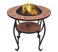 Ordellia Table de Foyer mosaïque en céramique Terre Cuite 68 cm pour Jardin, Patio, Chauffage extérieur et intérieur avec Support à Quatre Pattes, Compatible Bois, Charbon ou Barbecue