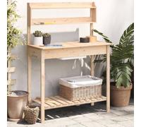 Ordellia Table de rempotage en Bois Massif de Sapin 147,5x44x139,5 cm avec évier Amovible Support pour Plantes Support tuteur Treillis Arceau Grille Potager Balcon terrasse Jardin