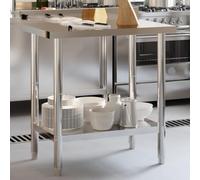 Ordellia Table de travail de cuisine en acier inoxydable avec rebord - 82,5 x 55 x 93 cm - Pour restauration, restaurant, cuisine, commerce, apéritif, restauration, bar, café, cantine, bistro