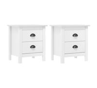 Ordellia Tables de Chevet Hill Lot de 2 en Bois de pin Massif Blanc 46 x 35 x 49,5 cm, Meuble de Rangement à 2 tiroirs pour Chambre, Console étroite