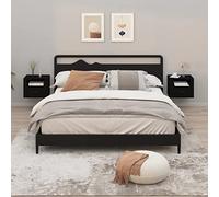 Ordellia Tables de Chevet murales en Bois d’ingénierie Noir 50 x 36 x 40 cm, Ensemble de 2, Meuble Suspendu pour Chambre, Rangement et Dessus pour Lampe