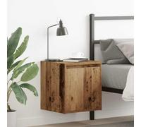 Ordellia Tables de Chevet murales en Vieux Bois, 2 pcs Bois d ingénierie, 38 x 34 x 40 cm, Montage Suspendu Mural, Rangement Compact pour Chambre lit, Support Lampe réveil