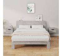Ordellia Tables de Chevet murales flottantes Bois d ingér 2 pcs Gris béton 34x30x20 cm, Rangement étroit Suspendu Mural pour Chambre Salon, Support Lampe Livres