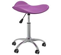 Ordellia Tabouret à roulettes en cuir synthétique violet réglable en hauteur et pivotant à 360° avec 5 roulettes, vérin à gaz, 44 x 44 x 46 à 57 cm, jusqu'à 110 kg, pour salon de coiffure et salon de