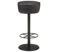 Ordellia Tabouret de Bar Noir en Cuir véritable avec Repose-Pied, Hauteur réglable, siège rembourré, pivotant, idéal pour Cuisine, Salon ou Restaurant, Robuste Cadre en métal Durable