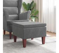 Ordellia Tabouret en velours gris foncé avec pieds en bois - 52 x 52 x 42 cm - Peu encombrant - Portable - Pliable - Chaise de camping - Chaise de jardin - Repose-pieds - Chaise d'appoint