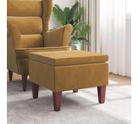 Ordellia Tabouret pliant en velours marron avec pieds en bois - 52 x 52 x 42 cm - Pour salon, couloir, balcon et terrasse - Peu encombrant - Portable