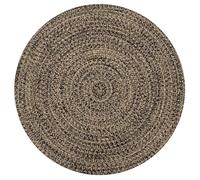 Ordellia Tapis Fait Main en Jute Noir et Naturel, 90 cm, tressé avec Coton, Texture Douce et Robuste pour Salon, Chambre, entrée, Bureau, décoration bohème Vintage intérieure