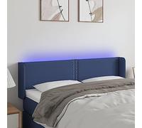 Ordellia Tête de lit à LED Bleue en Tissu 147x16x78 88 cm, dosseret Murale réglable, Panneau capitonné avec Bandes LED découpables, câble USB 150 cm, Lecture Chambre