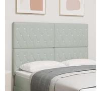 Ordellia Tête de lit LED en Velours Gris Clair 144 cm, dosseret Panneau capitonné avec Bandes LED RGB, Hauteur 118 128 cm, Installation Murale pour Chambre Adulte, Ambiance Lecture