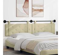 Ordellia Tête de lit Suspendue crème en Simili Cuir matelassé avec Bandes LED Montage Mural, aggloméré, Dimensions 210 x 55 x 5 cm, 2 têtes