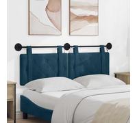 Ordellia Tête de lit Suspendue en Velours Bleu, Design capitonné rectangulaire, Cadre en Bois d ingénierie, LED Bleues pour Montage Mural, Set de 2 avec Rails et Bande Lumineuse