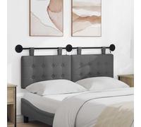 Ordellia Tête de lit Suspendue Gris foncé en Tissu avec lumière LED, Panneau capitonné Mural 150 x 55 x 5 cm, Bois, métal, rembourré, Fixation Chambre Adulte Lecture décoration Confort Appui Dossier