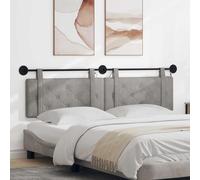 Ordellia Tête de lit Suspendue LED Gris Clair, Velours capitonné, 170 x 55 x 5 cm, pour Montage Mural, avec Bande Lumineuse, rembourrée pour Lecture et Confort
