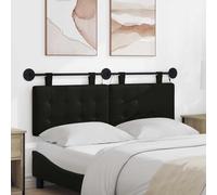 Ordellia Tête de lit Suspendue Noire en Simili Cuir avec Bandes LED, Panneau capitonné rembourré, Design rectangulaire Mural, 130 x 55 cm, pour Chambre et décoration intérieure